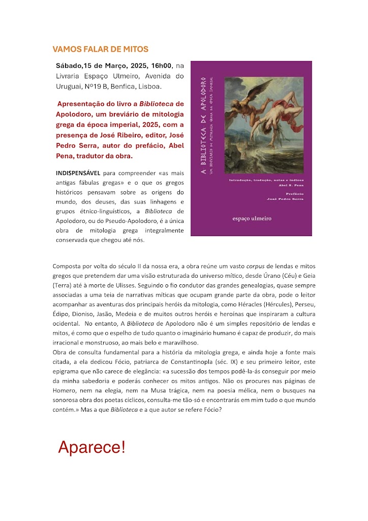 “Vamos Falar de Mitos” – Lançamento do Livro de Abel Pena